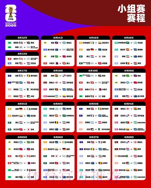 2026世界杯小组赛赛程官方发布赛事详情官网入口